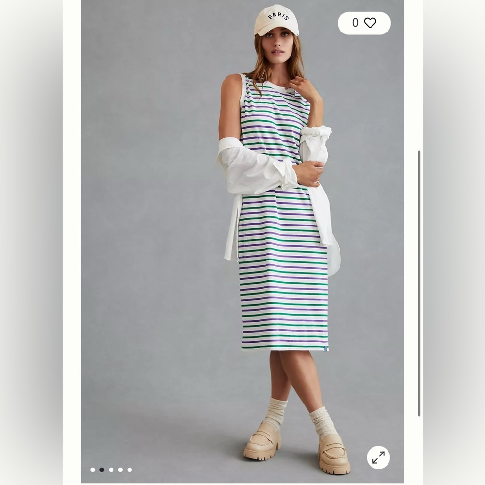 KULE The Tank Green and Purple Striped Midi Dress